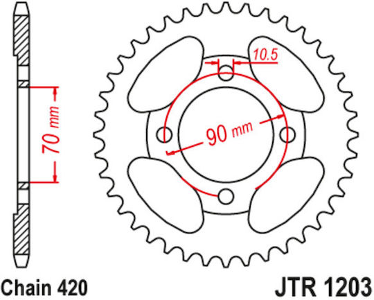 JT Sprockets Pinion spate 42 Dinți pentru Honda C50