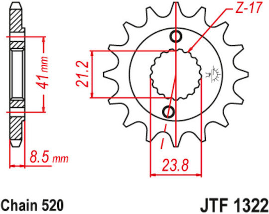 JT Sprockets Предно зъбно колело 14 Зъби за Honda XR