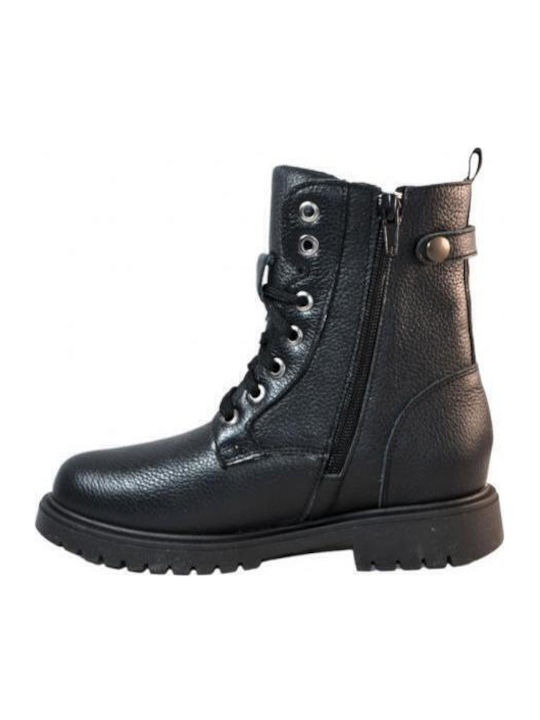 Anatomical Leather Kids Boots with Zipper Black