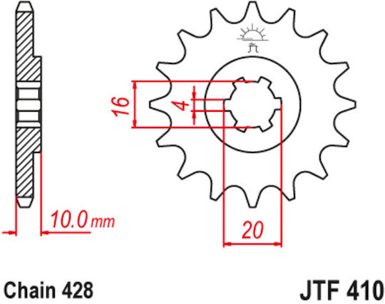 JT Sprockets Γρανάζι Μπροστά 15 Δοντιών για Suzuki FX 125