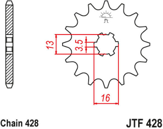 JT Sprockets Vorderes Ritzel 14 Zähne für Suzuki FD 110 Shogun
