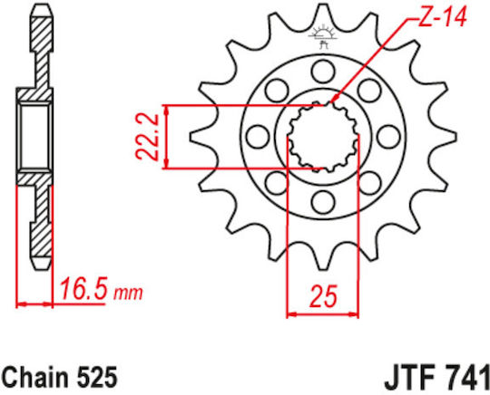 JT Sprockets Предно зъбно колело (15-525) за Ducati Хипермотард / Мултистрада