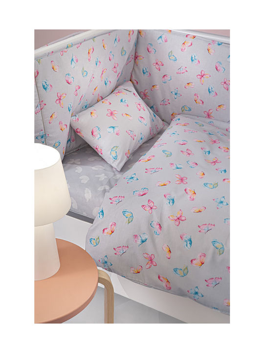 Guy Laroche Liliana Baby Sheets Set Crib Cotton Gray 115x170cm 3pcs