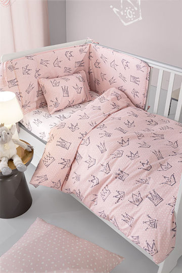 Guy Laroche Majesty Baby Sheets Set Crib Cotton Pink 115x170cm 3pcs