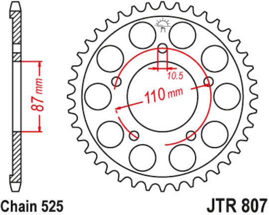 JT Sprockets Γρανάζι Πίσω 44 Δοντιών για Suzuki SV 650 S