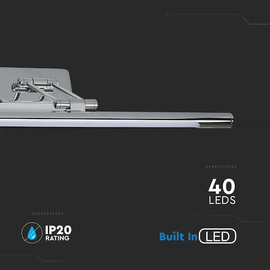 V-TAC Modern Leuchte Wand mit Integrierter LED und Warmweißes Licht Silber 50x18.5x5.5cm