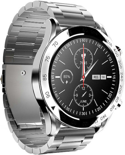HiFuture FutureGo Pro Stainless Steel 46mm Waterproof Smartwatch with Heart Rate Monitor (Silver)