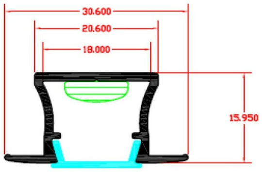 Polyfot Încastrat Profil din Aluminiu pentru Bandă LED cu Transparent Acoperire 200x3x1.5cm.