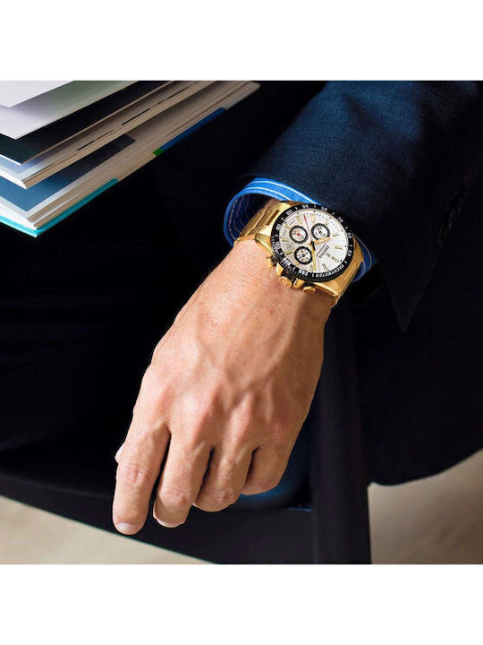 Festina Men's Watch 45mm Chronograph Battery with Gold Metal Bracelet