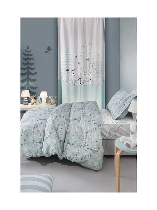 Guy Laroche Forest Mist Set Kinderbettbezug Einzel mit Kissenbezug Baumwolle Hellblau 165x225cm