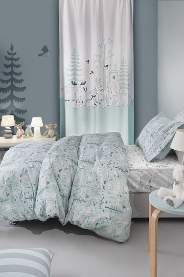 Guy Laroche Forest Mist Set Kids Duvet Cover Single with Pillowcase Cotton Light Blue 165x225cm