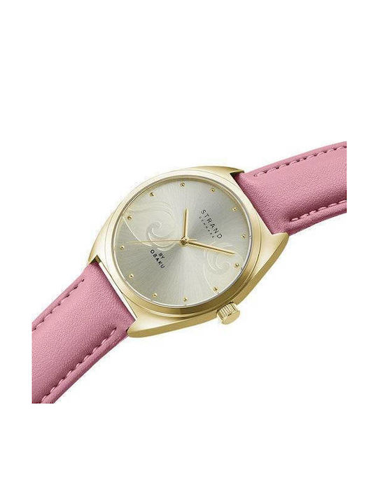 Strand by Obaku Women's Watch with Pink Leather Strap
