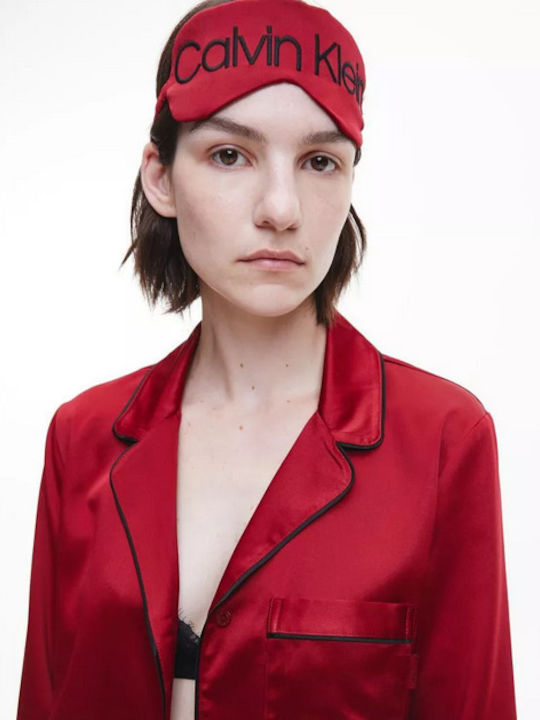 Calvin Klein Χειμερινό Γυναικείο Σετ Πιτζάμας Βαμβακερό Μπορντό
