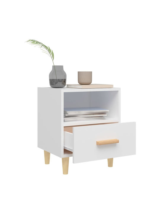 Wooden Bedside Table White 40x35x47cm