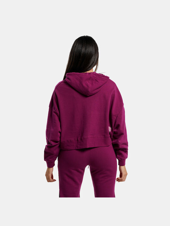 Body Action Women's Cropped Hooded Sweatshirt Purple