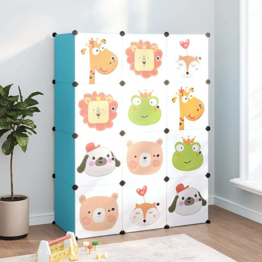 vidaXL Spielzeug Aufbewahrungssystem aus Kunststoff Blau 110x46.5x144cm 12Stück