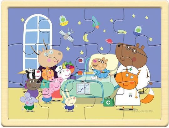 Ξύλινο Παιδικό Puzzle Peppa Pig Peppa Pig 12pcs (Διάφορα Σχέδια) 1τμχ Giochi Preziosi