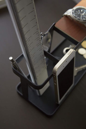 Wooden Desk Organizer Tower BK in Black Color 1pcs 24.5x9.7x11.3cm