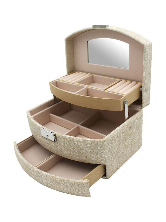 Κουτί Κοσμημάτων Βελούδινο Μπεζ 22x13x12.5cm