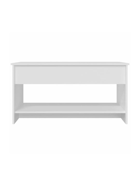Rectangular Central Wooden Coffee Table with Lifting Mechanism White M102xW50xH52.5cm