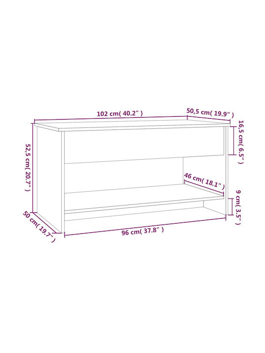 Rectangular Central Wooden Coffee Table with Lifting Mechanism Beige M102xW50xH52.5cm
