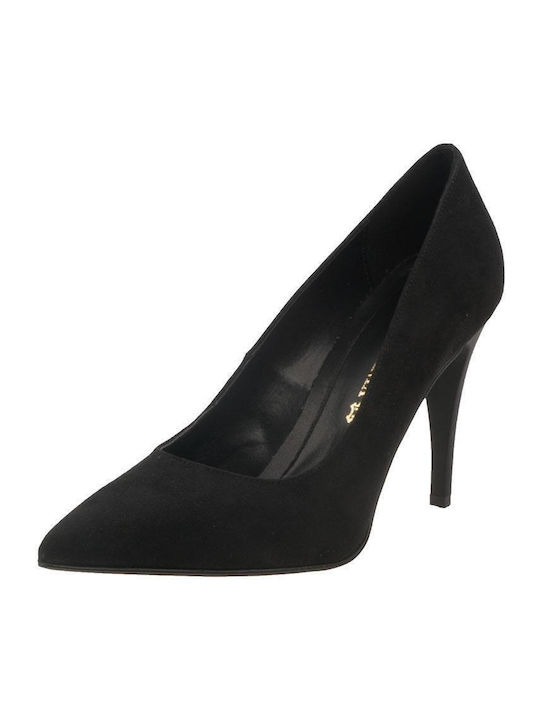 Stefania Suede Pointed Toe Stiletto Black High Heels S Black Suede