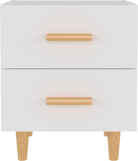 Κομοδίνα Ξύλινα Λευκά 2τμχ 40x35x47.5cm