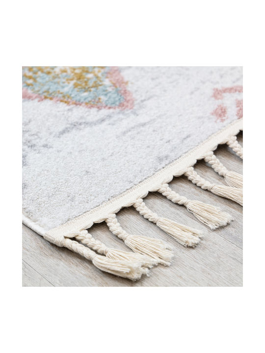 Ezzo Marrakesh B803AX6 Teppich Rechteckig Synthetisch,Polyester/Cotton/Leather mit Fransen Cream