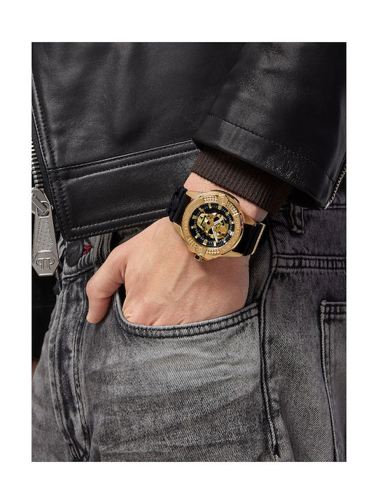 Philipp Plein The Skull Watch Battery with Black Rubber Strap