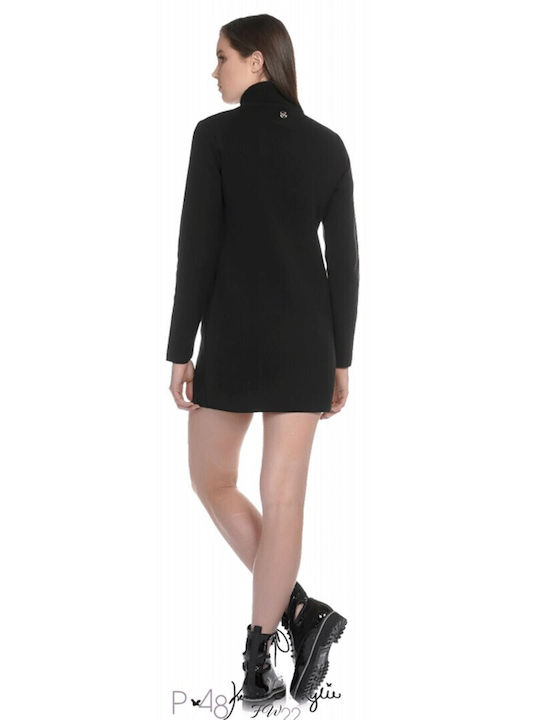 Kendall + Kylie Mini Dress Knitted Turtleneck Black