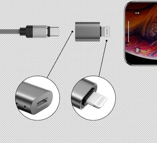 Swissten Μετατροπέας Lightning male σε USB-C female Ασημί 1τμχ 55500400