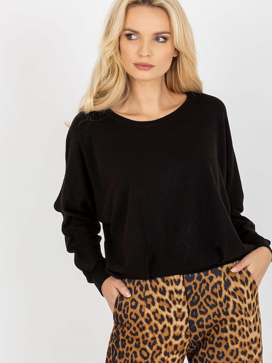 Och Bella Damen Langarm Pullover Schwarz