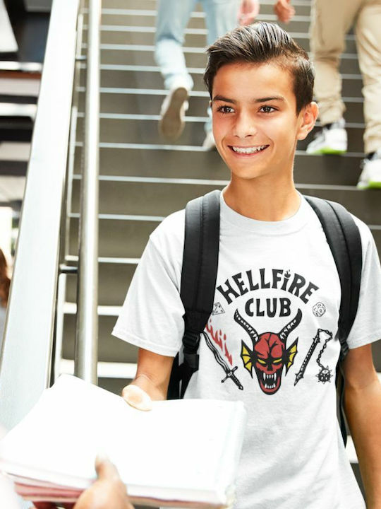 Παιδικό T-shirt Λευκό Stranger Things Hellfire Club