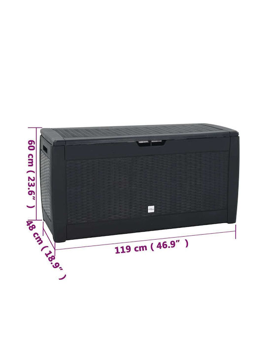vidaXL Outdoor Storage Box 310lt Gray L119xW48xH60cm