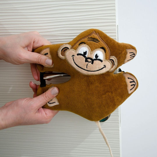 Sevi Bebe Monkey Προστατευτικό Δακτύλων από Πόρτες από Ύφασμα σε Καφέ Χρώμα