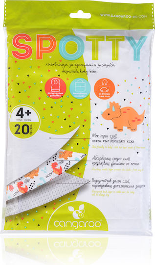 Cangaroo Disposable Baby Bib Spotty Waterproof Bib Paper Disposable with Elastic Neck Opening & Pocket Multicolored for 4 m+ 20pcs