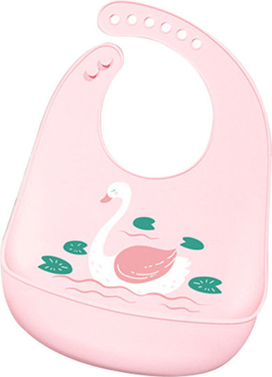 Fiko Schwan Wasserdicht Lätzchen Silikon mit Taste & Tasche Rosa für 6 m+