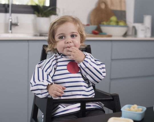 Baby to Love Αδιάβροχη Ποδιά Πλαστική με Αυτοκόλλητο Smock με Μανίκια Blue Stripes