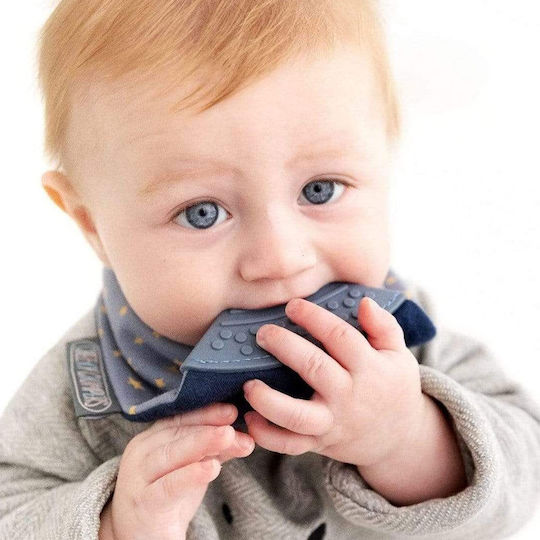 Cheeky Chompers Midnight Stars Bandana Fabric with Button Navy Blue for 2 m+