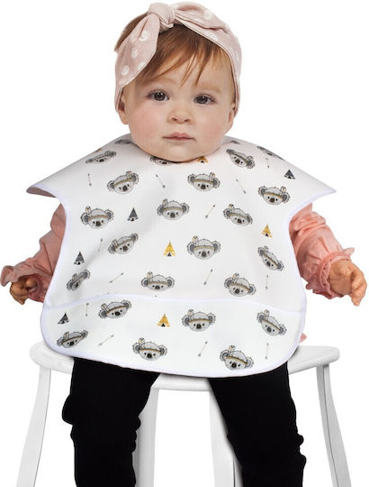 Sevi Bebe Koala Waterproof Bib Silicone with Hoop & Loop Fastener & Pocket White