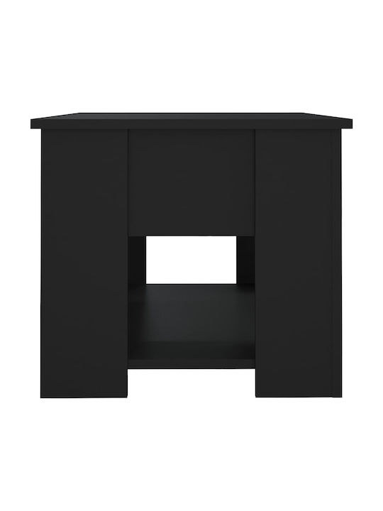 vidaXL Rechteckiges Zentral Kaffeetisch Aus Holz Mit Rädern Glänzend Schwarz M79xB49xH41cm