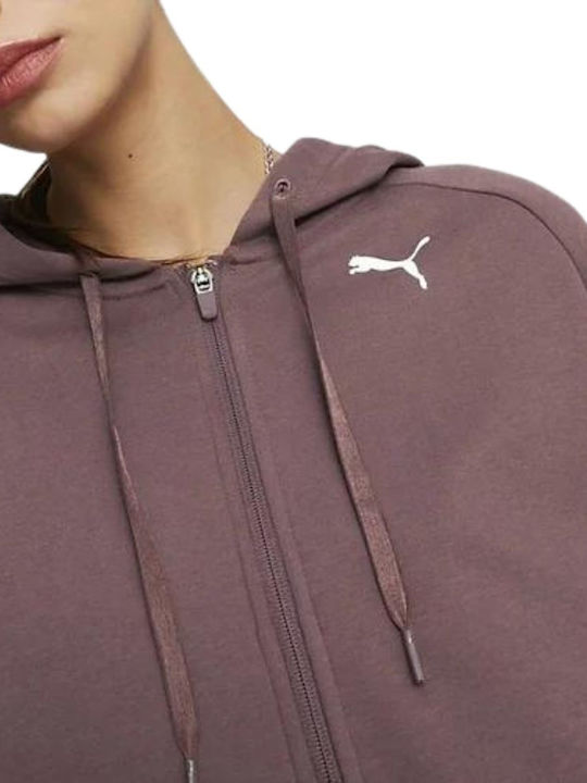 Modern Sports Cropped Γυναικεία Ζακέτα Φούτερ με Κουκούλα Καφέ
