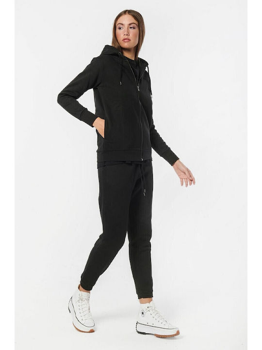 Women's Sweatshirt Jacket Hooded Black