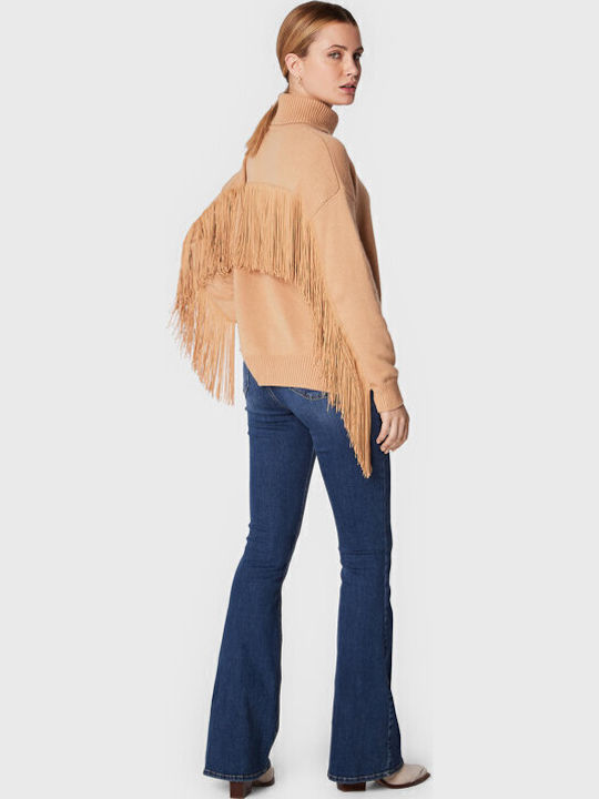 Women's Blouse Long Sleeve Turtleneck Beige