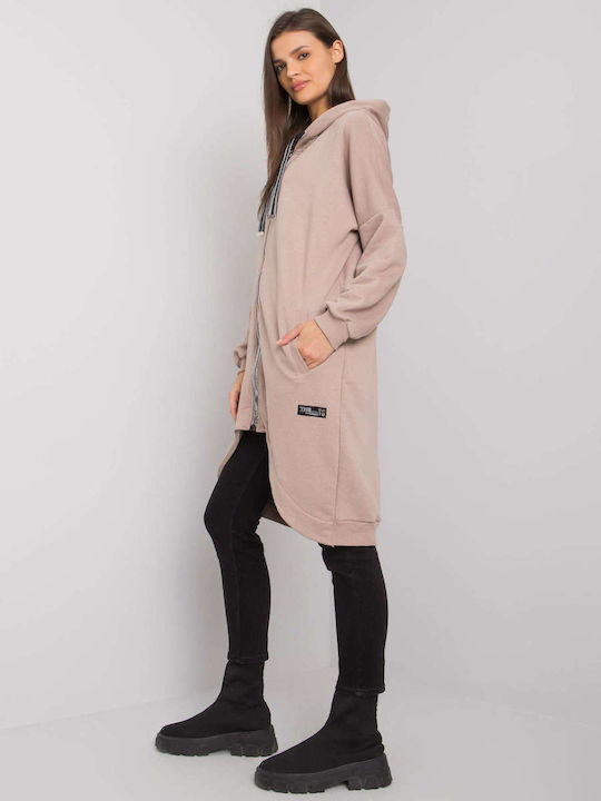 Relevance Women's Long Hooded Cardigan Light Brown