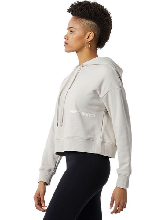 Essentials Cropped Γυναικείο Φούτερ με Κουκούλα Μπεζ