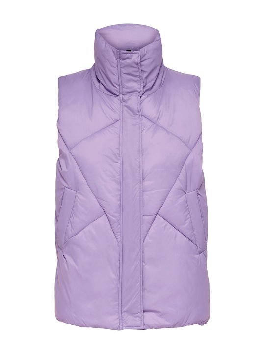Women's Short Puffer Jacket for Winter Violet