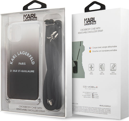 Karl Lagerfeld St.Guillaume Logo Collection Back Cover Silicone with Strap Transparent (iPhone 11 Pro)
