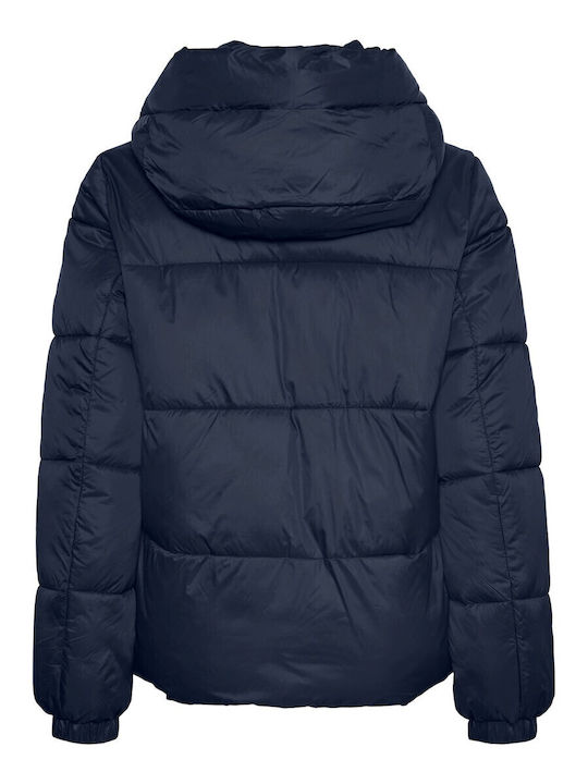 Kurz Damen Puffer Jacke für Winter Marineblau