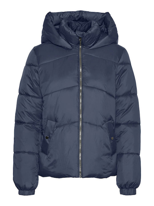 Kurz Damen Puffer Jacke für Winter Marineblau